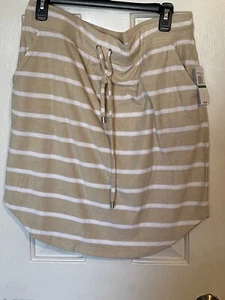 Cable & Gauge Sport Women’s Terry Beige Striped Skirt-COVERUP MSRP$68 Medium - Picture 1 of 2