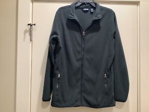 Lands End Womens XL 18-20 Dark Gray Fleece Full Zip Zip Pockets Jacket Coat