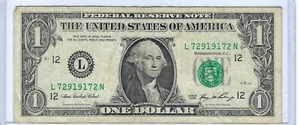 Fantasia banconota da un dollaro seriale #ripetitore L72919172N da $1 con bookend - 72 9191 72 - Foto 1 di 2