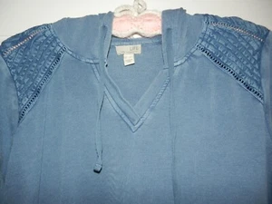 Mujer 1X LOGO Túnica con Capucha TOP Azul CAMISA LORI GOLDSTEIN QVC Bolsillos Frontales - Imagen 1 de 4