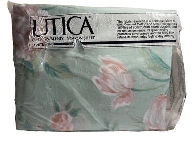 Vintage JP Stevens UTICA 3 TWIN SET 3 Pc Flat, Fitted & Pillowcase Shabby 1970s - Image 1 of 4