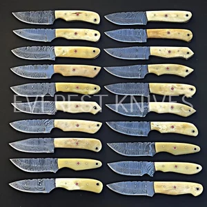LOT OF 20 CUSTOM HANDMADE DAMASCUS STEEL MIX HUNTING EDC SKINNER KNIFE FULL BONE - Picture 1 of 4