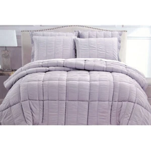 3 Piece Seersucker Comforter Set Lilac by Hotel Living - Picture 1 of 4