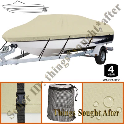 Waterproof Trailerable V-Hull Boat Storage Cover 20 21 22' ft to 106" Beam Width - Image 1 of 4