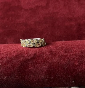 New Bomb Party Ring 5943 Linked In Love Lemon Yellow Cz Rhodium Plated Size 8 - Picture 1 of 3