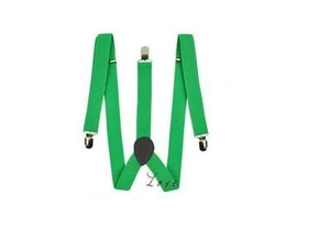 Mens Bright Green Adjustable Braces Suspenders Wedding - Picture 1 of 2