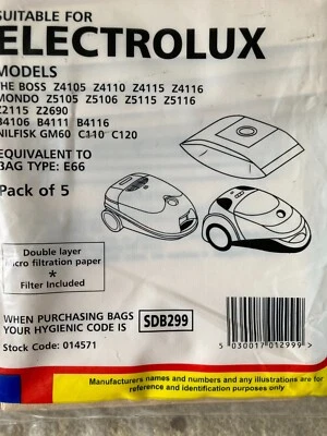 5 X PACKS BOLSAS HOOVER PARA ELECTROLUX - SBD 299 Foto 1 de 2