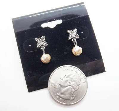 Pendientes colgantes de flores de marcasita de perlas de imitación de moda... Se178 Foto 1 de 2