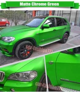 Flexible Full Car Wrap Matte Chrome Satin Metal Vinyl Hood Sticker Green 50FT BO - Bild 1 von 7