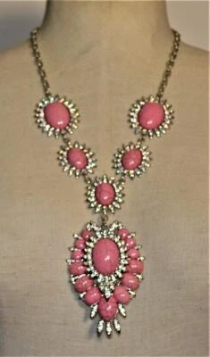 Nwt Color Argento Finto Rosa Turchese Trasparente Strass Bavaglino Massiccio 21 - Immagine 1 di 3