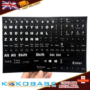 English Keyboard Sticker White Letters for PC Laptop QWERTY Replacement Stickers - Picture 1 of 3