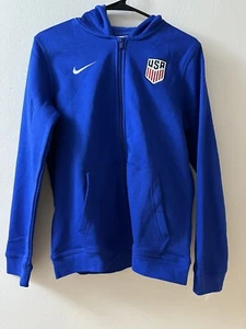 Nike USA 2022-23 Old Royal/White DN1194-452 Big Kid Youth Full Zip Fleece Hoodie - Picture 1 of 5