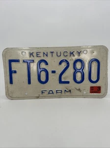 Kentucky Farm Nummernschild 2000 KY Tag Vintage weiß blau FT6-280 - Bild 1 von 2