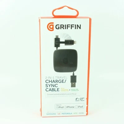 Griffin 2-in-1 Travel Charge Sync Cable Lighting Micro USB Connector - Image 1 of 4
