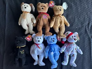 TY Beanie Babys Bären 7 Stück mit Etikett gelagert unbespielt #8 - Bild 1 von 3