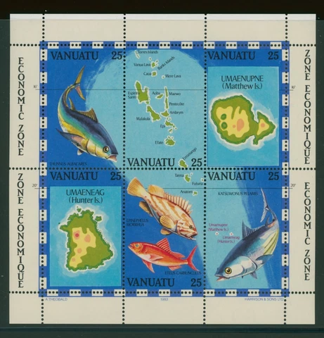 Vanuatu Scott #353 MNH SHEET of 6 Economic Zone FAUNA CV$4+ 384154 Cover