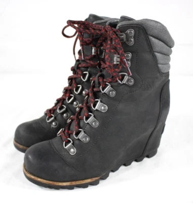 Botas Sorel Para Mujer 5.5 Conquest Cuña Tobillo Tacón Oculto Cuero NL2337 Negras Foto 1 de 4