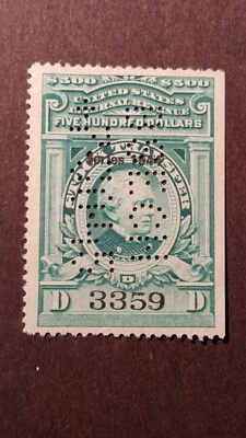 U.S. Revenue stamp #RD184 very fine used with perf. initials - Image 1 of 2