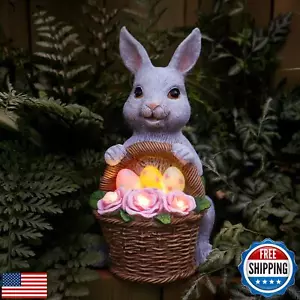 Bunny Easter Decorations Outdoor, Solar Rabbit Garden Statue, Unique Outside - Picture 1 of 5