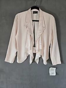 Vintage 90s Retro Wild Rose Pink Jacket Size 6 Open Back Satin Trim Rosette New - Picture 1 of 10