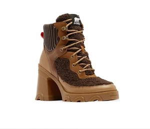 Sorel Women's Brex Heel Cozy Lace-Up Boots - Tawny Buff Blackened Brown Size 8M - Picture 1 of 6