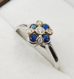 LUXUS Damen Saphir,Brillant Diamant Ring Echtes 750 Weißgold 18KT,Neu× - Bild 1 von 9