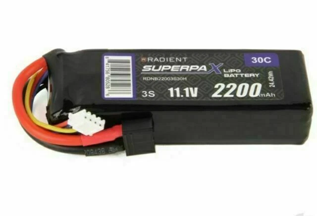 Radient 2200mAh 11.1V 3S Superpax 30C Lipo Connector Plug