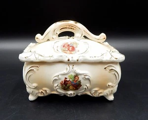 Royal Sealy Covered Trinket Dresser Vanity Dish Courting Couple Candy Japan VTG - Picture 1 of 15