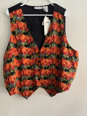 VTG 90s Y2K Halloween Vest Womens Plus Size 26W Pumpkins  Spider Webs Whimsical - Image 1 of 4