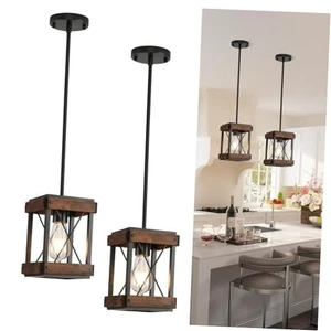  Lámpara colgante de granja, paquete de 2 lámparas lineales rústicas de granja - Imagen 1 de 8