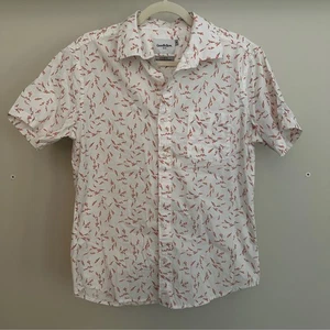 Camicia Goodfellow & Co slim fit con bottoni bianca arancione floreale cotone elasticizzato Pock - Foto 1 di 4