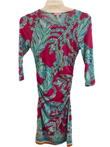 Lilly Pulitzer Madison Kleid Damen Small Rosa Capri Langarm Jersey Stretch - Bild 1 von 12