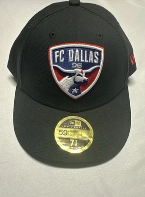 Sombrero ajustado New Era negro FC Dallas logotipo principal bajo perfil 59FIFTY para hombre 7 3/8 Foto 1 de 4