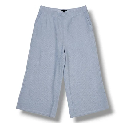 Pantalones cortos de pierna ancha de lino a rayas azules y blancas Tahari para mujer - talla XL Foto 1 de 4