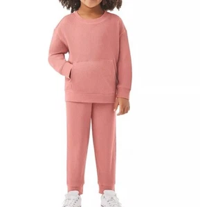 Member's Mark Girl's 2-Piece Long Sleeve Jogger Playwear Set Pink - Picture 1 of 9