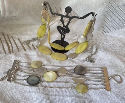 Kenneth Cole Necklace Bracelet Multistrand Set Yellow - Image 1 of 4