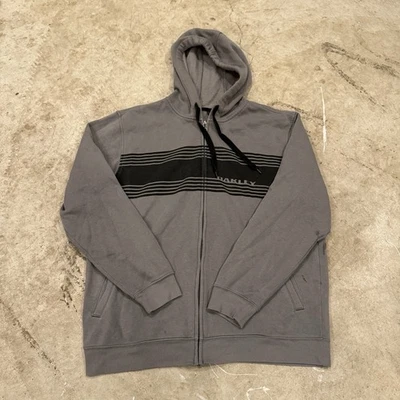 Sudadera con Capucha Oakley Para Hombres Grande Gris Rayas Cremallera Completa Suéter Y2K *MANCHAS* Foto 1 de 4