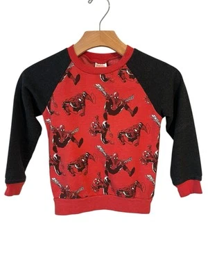 Marvel Sweatshirt Youth L 6-8  Red Black Comics Spider Man Crew Neck Long Sleeve - Image 1 of 4