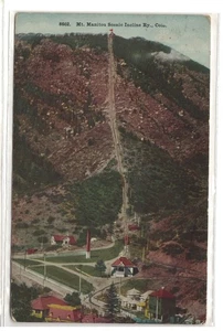 Vintage 1913 Color Postcard Mt. Manitou Incline Railway Colorado #1799 - Picture 1 of 2