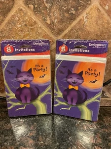 Artículos de diseño vintage invitaciones de Halloween con gato y murciélago - 2 paquetes en total 16 - Imagen 1 de 4