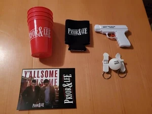 PRYOR & LEE Party Set Flip Cup Ping Pong Whiskey Shot Squirt Gun Autograph Card - Picture 1 of 11