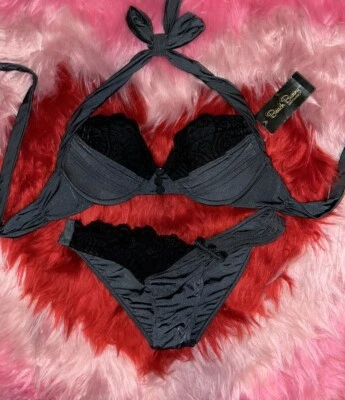 Conejito de playa Big Girls Don’t Cry gris carbón y negro talla pequeña parte superior e inferior Foto 1 de 3