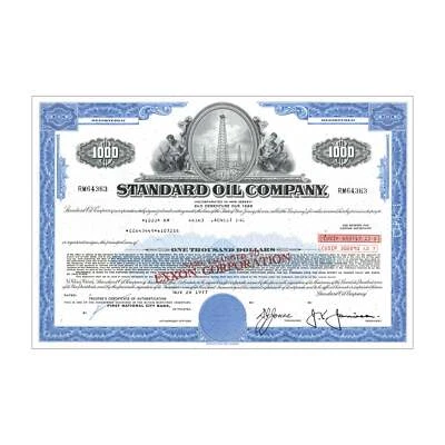 Standard Oil Co. Certificado de fianza // $1,000 // Azul // Años 70 Foto 1 de 2
