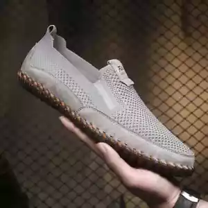 Men's Mesh Flat Sneakers Breathable Slip-On Trend Driving Outdoor Treking Shoes - Picture 1 of 26
