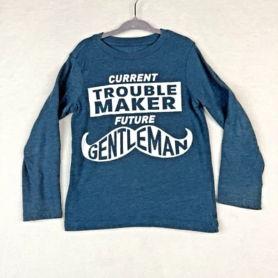 Camiseta de manga larga The Children's Place para niño. Verde azulado, gráfico blanco, 4T Foto 1 de 4