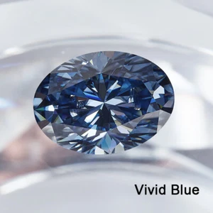 Loose Moissanite Excellent Vivid Blue Oval Cut 0.3 Ct TO 5 Ct W. GRA For Jewelry - Picture 1 of 17