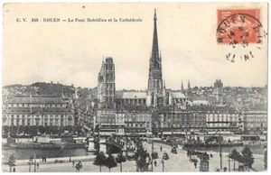 ROUEN 76 Le Pont Boieldieu et la Cathédrale CPA écrite à Mme Cornier en 1915 - Imagen 1 de 2
