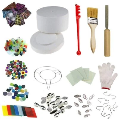 15Pcs Microwave Small Kiln Kit Set  DIY jewelry Pendent Glass Fusing Art Craft - image 1 of 4