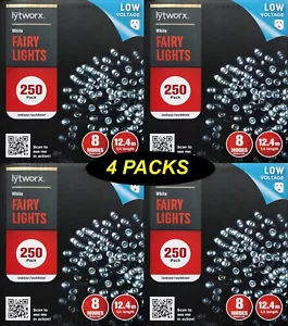 4 x 250pc Cool White LED Fairy String Light Sets Multifunction 8 Modes 12.4m - Picture 1 of 2