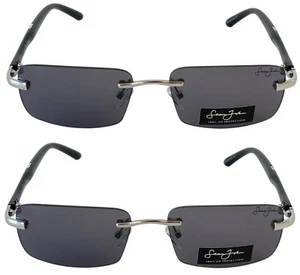 2 New Pairs Sean John Shades Black & Silver Rimless Lenses Slim Style Sunglasses - Picture 1 of 7